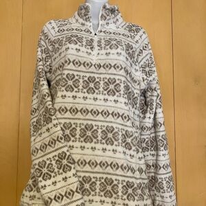 Eddie Bauer Women's V-Neck Sweater - White and Brown